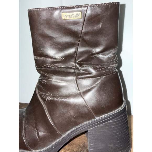 Vintage 90s/Y2k Mudd Lennox Brown Chunky Platform Bratz Goth  Ankle Boots 6.5 - Picture 9 of 16